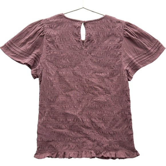 MADEWELL Women's Lucie Flutter Sleeve Smocked Bodice Top Size Small - 0066 - Picture 4 of 11